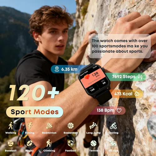 Miniatura 2 de Reloj inteligente para hombres, más de 120 modos deportivos con pantalla táctil HD de 1.83 pulgadas, monitor de sueño, impermeable IP67, llamada