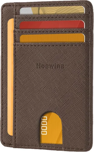 Miniatura 15 de Hoewina Cartera delgada para hombre, bolsillo frontal minimalista con bloqueo RFID, billetera de cuero delgada para tarjetas de viaje, regalos