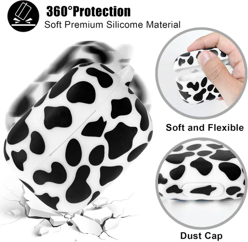 Miniatura 3 de Funda para Airpods Pro con llavero, funda protectora completa inspirada en lindo diseño de vaca, catalizador, de silicona, para mujeres, hombres