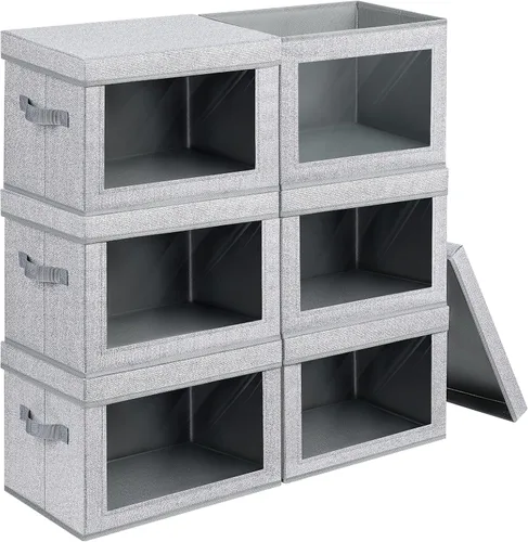 Miniatura 36 de Homsorout Contenedores de almacenamiento con tapas, organizadores pequeños de tela con ventana, contenedores de almacenamiento plegables para ropa