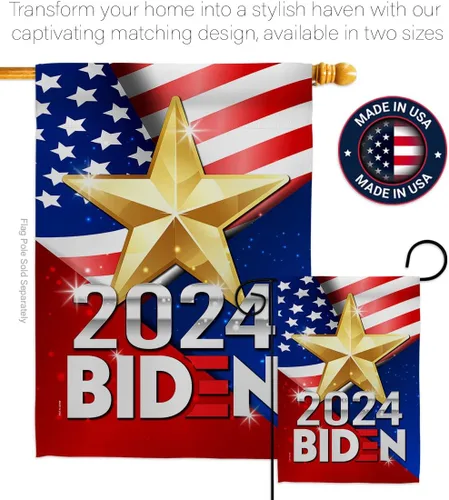 Miniatura 4 de Biden Harris bandera de jardín con bandera de voto, soporte de pared para el presidente patriótico demócrata republicano de la fiesta de té