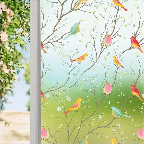 Coavas - Película de privacidad para ventana no adhesiva, película translúcida de aves para ventana, película estática, adhesivos de ventana para