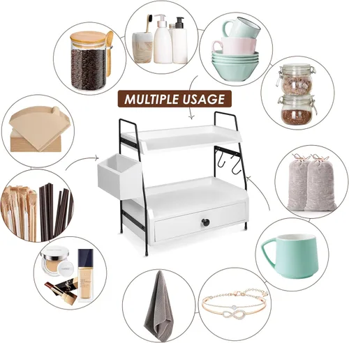 Miniatura 7 de Accesorios de barra de café y organizador de encimera, organizador de estación de café, organizador de estante de encimera de cocina, almacenamiento