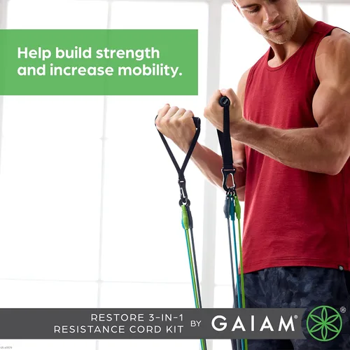 Miniatura 2 de Kit de Bandas de Resistencia 3 en 1 de Gaiam con Mangos de Agarre Cómodo y Bandas de Fuerza Intercambiables para Entrenamiento de Alta Intensidad