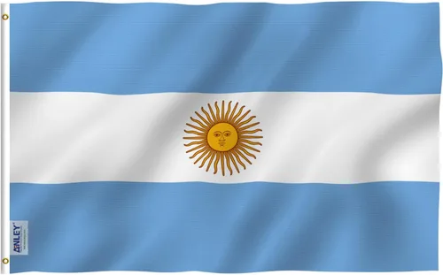 Anley Fly Breeze - Bandera argentina de 3 x 5 pies, color vivo y a prueba de decoloración, cabecera de lona y doble costura, banderas nacionales