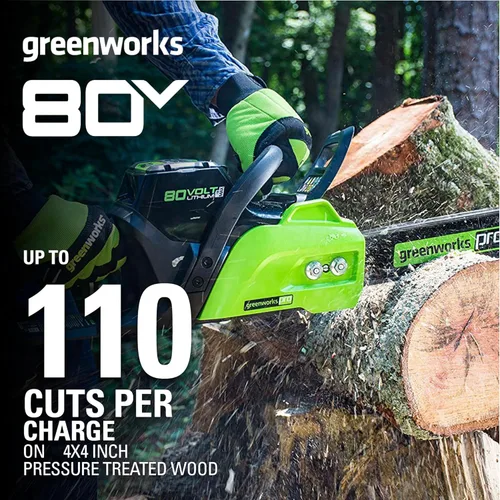 Miniatura 3 de Greenworks Motosierra inalámbrica sin escobillas de 80 V y 18 pulgadas (ideal para tala de árboles, ramas, poda y leña) / más de 75 herramientas