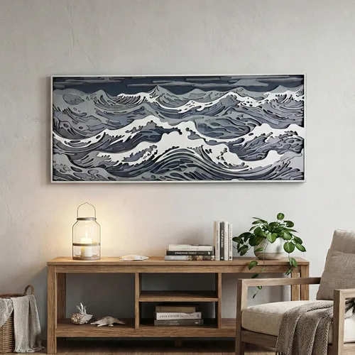 NEODECO Decoración de pared de ondas de madera paramétrica, escultura de pared de madera 3D, arte de pared de madera de olas en el océano