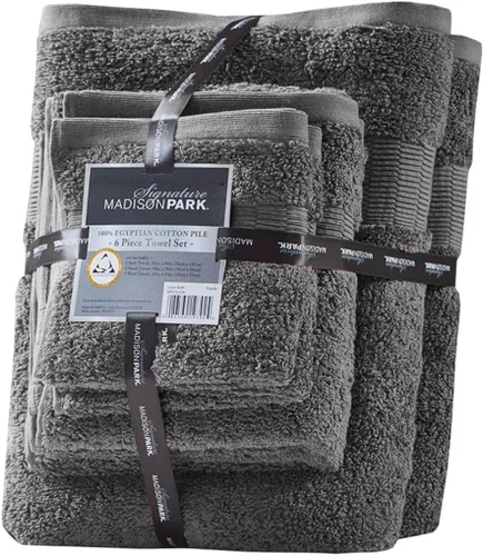 Miniatura 3 de Madison Park SIGNATURE Luce - Lujoso juego de toallas de baño 100% algodón egipcio, sedosas, suaves y altamente absorbentes, calidad de spa premium
