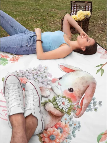 Miniatura 7 de Manta de franela de forro polar con nombre de conejo, manta de regalo ligera y suave para cama, sofá, viajes al aire libre, 30 x 40 pulgadas