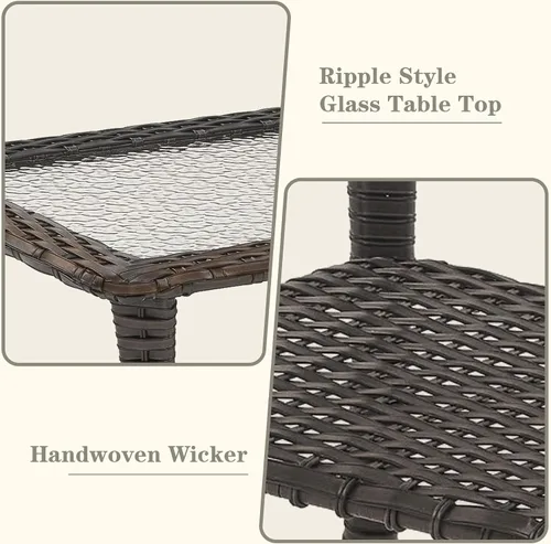 Miniatura 5 de Belord Mesa de centro al aire libre para patio, mesa de centro de ratán de 40 pulgadas con almacenamiento de 2 capas, mesa rectangular de mimbre