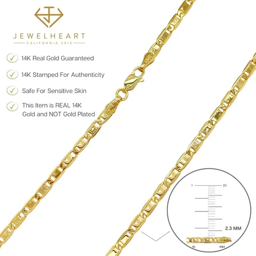 Miniatura 5 de JEWELHEART Collares de oro de 14 quilates para mujer, de moda de 0.091 in, 0.110 in, 0.142 in, 0.173 in, 0.205 in, oro real, amarillo, cadena