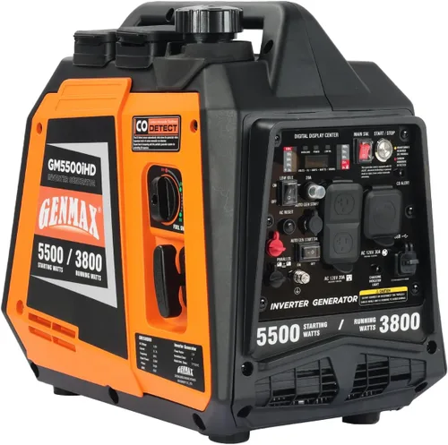 Miniatura 19 de GENMAX Generador portátil, motor de gas ultra silencioso de 1200 W, cumple con la EPA, función de modo ecológico, ultraligero para uso doméstico