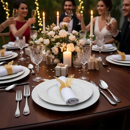 Miniatura 5 de 100 servilleteros, servilleteros de papel de mariposa 3D para lugares, recepciones de boda, cenas o fiestas de vacaciones, reuniones familiares