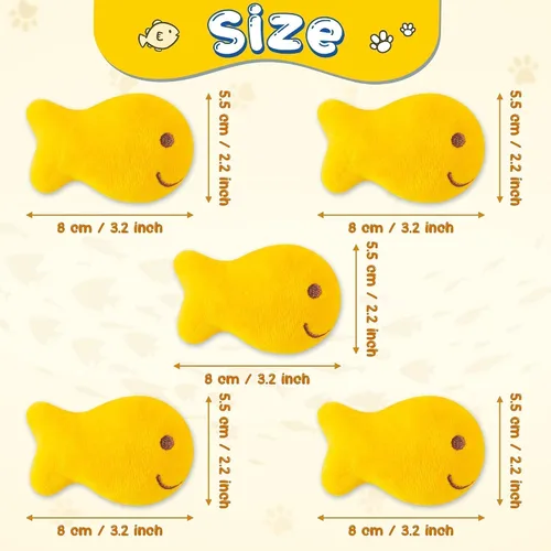 Miniatura 2 de L1rabe Goldfish - Juguetes de peluche para gatos – 5P Día de apreciación del gato negro colorido en forma de pez, juguetes divertidos para mascotas