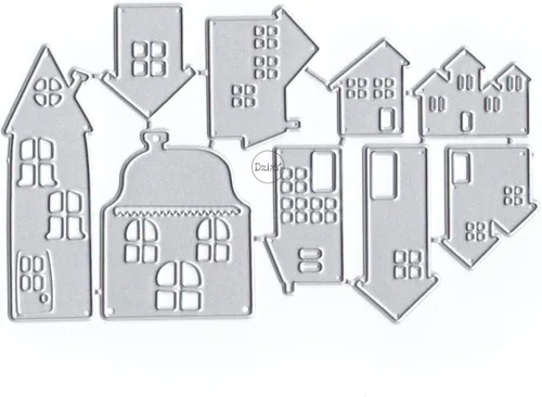 DzIxY Casas Troqueles de corte de metal para kit de fabricación de tarjetas, troquelados de papel en relieve, plantillas de máquina de álbumes de