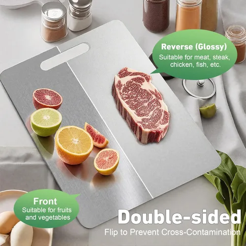 Miniatura 3 de Tabla de corte Katuchef de titanio, 2026 nueva tabla de corte 100% pura de titanio para cocina, tabla de cortar doble cara Titan Cut Pro, apta