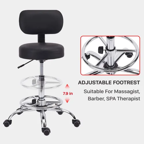 Miniatura 5 de KLASIKA Silla giratoria de dibujo con soporte trasero y reposapiés ajustable, silla de escritorio de oficina multiusos para bar, cocina, tienda