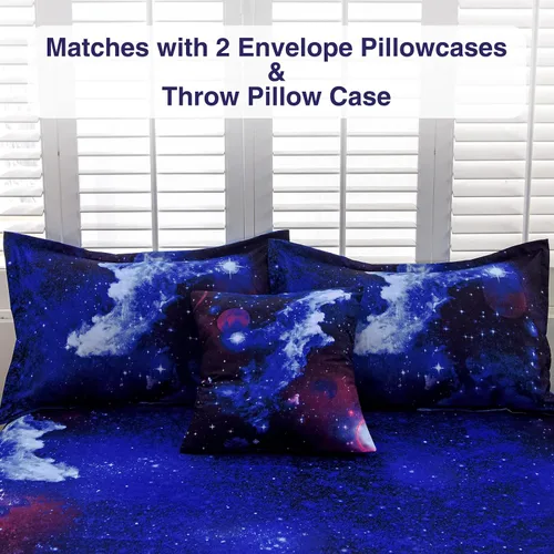 Miniatura 6 de A Nice Night - Juego de ropa de cama de 6 piezas con temática de galaxia, funda de edredón de espacio exterior impresa en 3D, para niños, niños