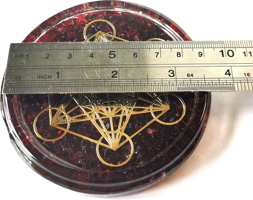 Miniatura 7 de Gran 4 "Garnet Cristales Metatron's Cube Merkaba Coaster Placa de Carga de Agua Cúpula Energética