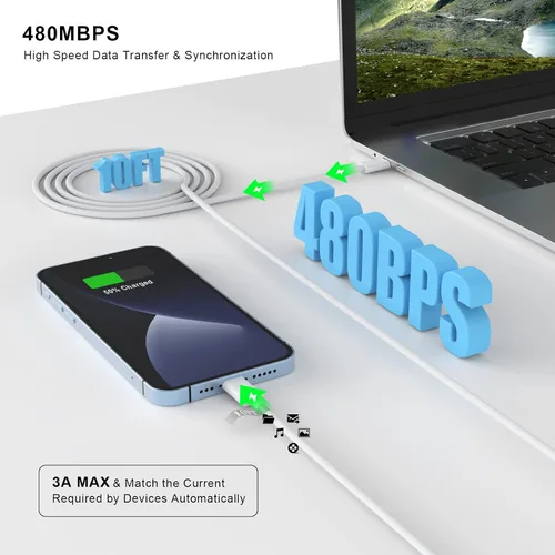 Miniatura 6 de Cargador para iPhone 17 Pro Max de carga rápida, bloque de carga rápida USB C de 40 W con cable de carga tipo C de 10 pies para iPhone 17/17 Pro/17