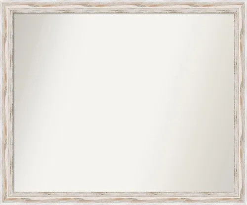 Miniatura 319 de Amanti Art Espejo de baño blanco para sobre el fregadero, 30 x 35 pulgadas, espejo de tocador rectangular estrecho de Eva de oro blanco, marco