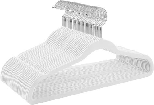 TIMMY Perchas de terciopelo antideslizantes – Traje y abrigo (paquete de 50) Perchas ultrafinas que ahorran espacio y resisten hasta 10 libras –