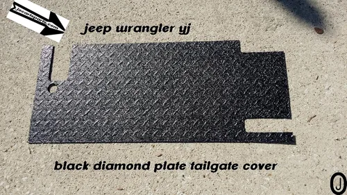 Miniatura 4 de Se adapta a Jeep Wrangler YJ cubierta de goma negra para puerta trasera de placa de diamante