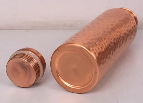 Miniatura 9 de Botella de agua de cobre puro – Hecho a mano – Beneficios para la salud Ayurveda – Grande 34 oz – A prueba de fugas, fácil de llevar para deportes