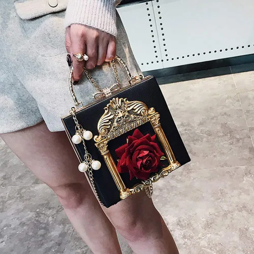 Miniatura 2 de QZUnique Bolso de noche con diseño de ángel de amor en relieve para mujer, bolso cruzado con cierre de lazo, bolso de hombro barroco