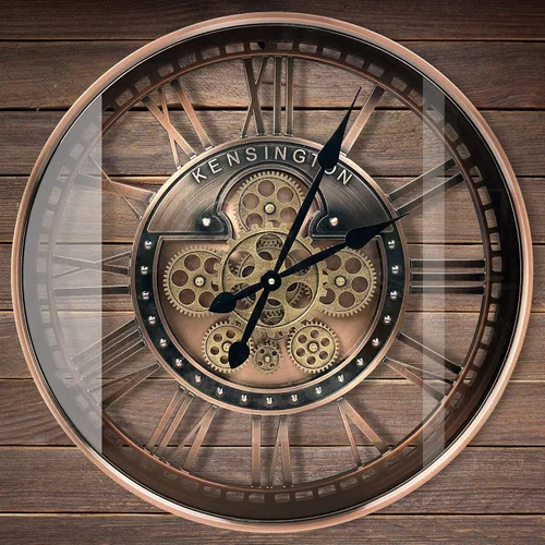 Miniatura 4 de Reloj de pared con engranajes móviles reales, relojes grandes de metal modernos para decoración de sala de estar, relojes decorativos únicos