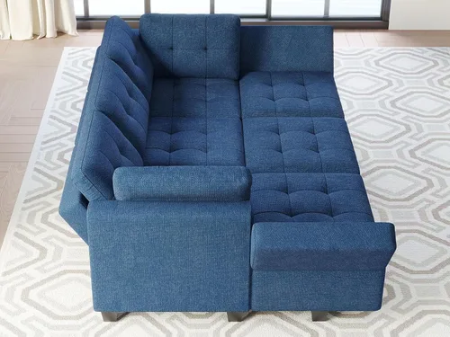 Miniatura 5 de Belffin Sofá Seccional Modular con Almacenamiento Sofá Cama Seccional Modular para Sala de Estar Azul