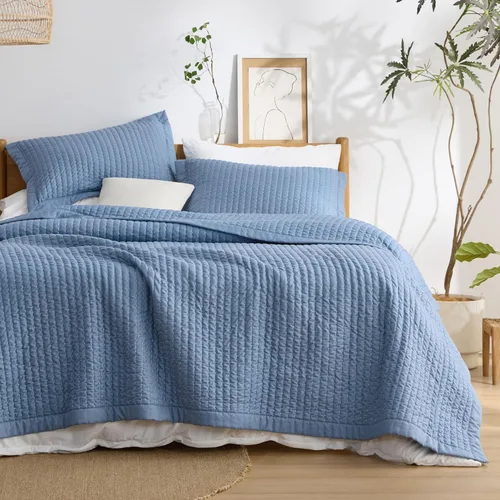 Miniatura 17 de Bedsure Colchas para niños tamaño individual – Juego de ropa de cama individual, edredón de edredón ligero a rayas neutrales, juego de 2 piezas