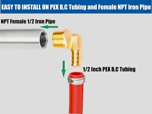 Miniatura 4 de WHK Paquete de 12 adaptadores de codo PEX de 1/2 pulgada de 1/2 pulgada Pex a macho NPT roscados de 90 grados para conectar tubería Pex B