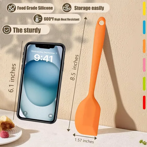 Miniatura 3 de 8 Piezas Espátulas de Silicona, 8.5 pulgadas Antiadherentes con Núcleo de Acero Inoxidable, Resistentes al Calor-500℉, Grado Alimenticio Aptas