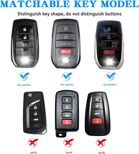 Miniatura 2 de QBUC Funda para llavero Toyota con llavero, compatible con Toyota Venza Corolla Cross Grand Highlander Tundra RAV4 Prime Prius Land Cruiser Sequoia