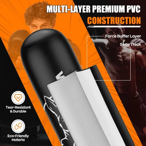 Miniatura 4 de Standing Punching Bag for Adults Teens, Inflatable Boxing Bag with Stand, Kick Boxing Training Equipment for MMA, Muay Thai, Kickboxing
