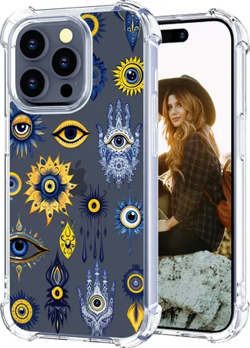 Miniatura 54 de Hungo Funda compatible con iPhone 15 Plus para mujer, diseño floral transparente, lindo, flor azul rosa Rosas Azules