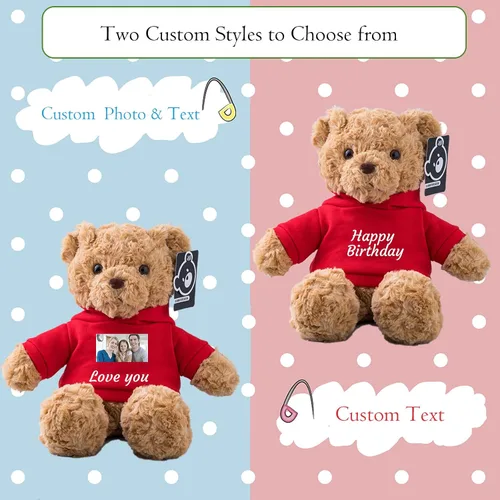 Miniatura 2 de Oso de Peluche Personalizado, Animal de Peluche, Juguetes de Oso de Peluche con Texto Personalizado + Imagen como Regalos Personalizados