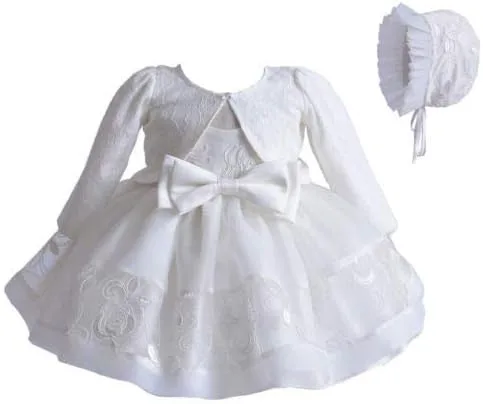 Miniatura 2 de Vestido formal blanco para bautizo o fiesta de boda 3 piezas