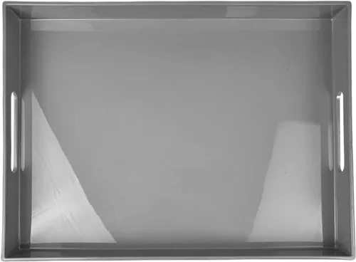 Miniatura 20 de Bandeja decorativa azul para mesa de café, bandeja de servir redonda de plástico con cuentas para encimera de cocina, otomana, sala de estar, (13")
