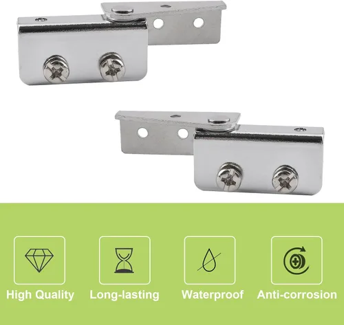 Miniatura 3 de Bisagra de puerta de cristal, 2 pares de bisagras de pivote de puerta de vidrio montadas en el lado de acero, sin marco, abrazadera ajustable, kit