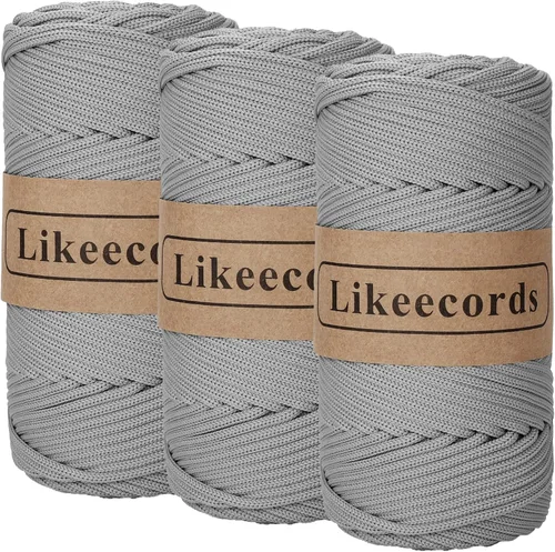 Miniatura 18 de Likeecords Cordón de macramé trenzado de poliéster de 0.157 in, 140 yardas/426 pies, hilo elástico para bolsa de ganchillo para manualidades, Verde