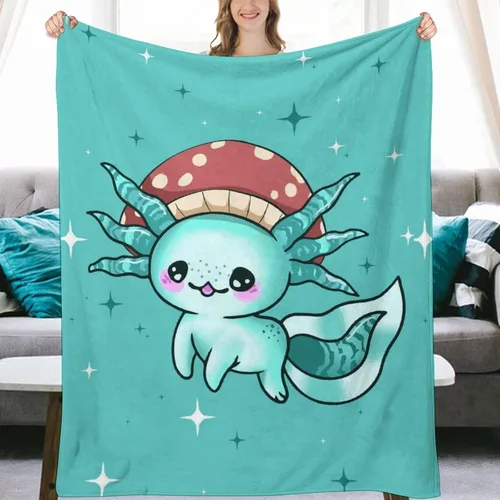 Miniatura 4 de Manta de Axolotl, bonita manta de franela para niñas, regalo de 60 x 50 pulgadas Axolotl_3