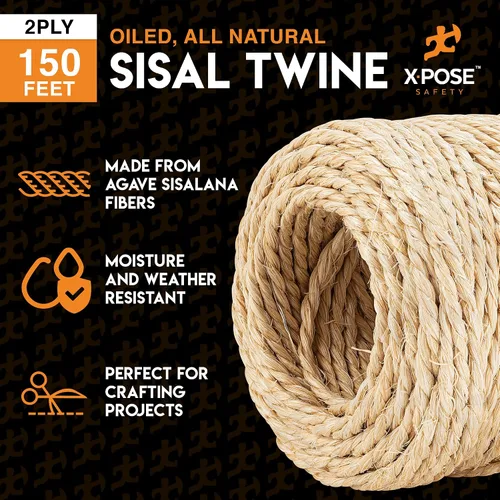 Miniatura 3 de Cuerda de sisal – Cuerda de fibra natural fina de 2 capas en el carrete – para poste rascador de gatos, piezas de repuesto de árbol de gato, juguete