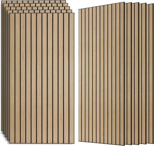 Miniatura 37 de Paneles de sonido de chapa de madera, paquete de 10 paneles de pared de 47.2 x 23.6 pulgadas, paneles acústicos decorativos para paredes