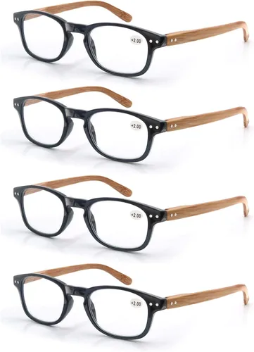 Miniatura 13 de MODFANS Paquete de 4 lentes de lectura 1.0 con bisagras de resorte con aspecto de madera, elegantes lectores para hombres y mujeres Paquete de 4