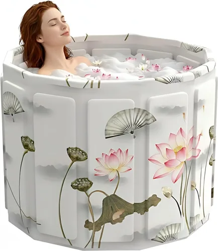 Miniatura 12 de Bañera portátil para adultos, bañera plegable para spa caliente y baño de hielo, bañera pequeña plegable para baño, bañera portátil aislada de 6
