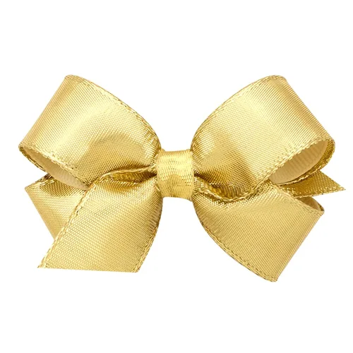 Miniatura 8 de Wee Ones Lazo de pelo metálico superpuesto para niñas en un clip antideslizante WeeStay, mediano, dorado
