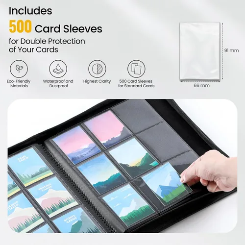 Miniatura 2 de Carpeta de 9 bolsillos para tarjetas coleccionables con 500 fundas para tarjetas, 26 páginas de carga lateral con capacidad para 468 tarjetas