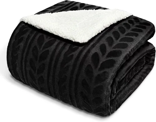 Miniatura 10 de Exclusivo Mezcla - Manta de forro polar sherpa reversible, mantas de lujo de terciopelo mullidas y suaves para sofá, 50 x 70 pulgadas, color azul